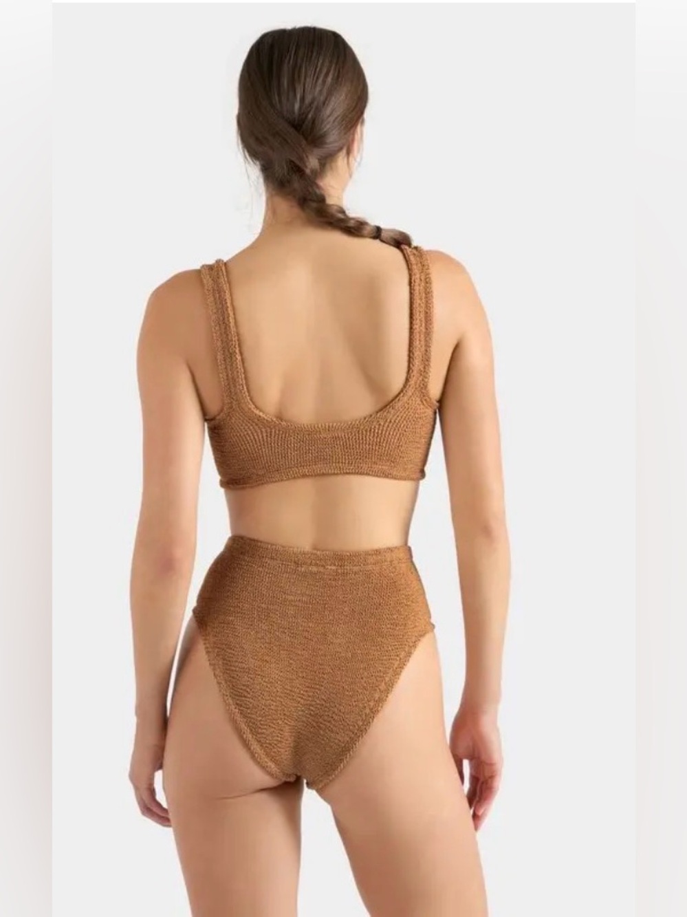 NWOT Hunza G Nadine Bikini in Metallic Cocoa - Picture 2 of 6